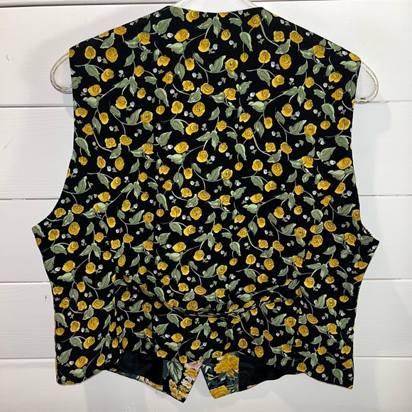 💛 CHIC PETITES - VINTAGE Floral Buttoned Vest - Size 10 - Picture 4 of 8